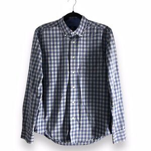 George‎ Classic Fit Men’s Size Small (34-36) Gingham Gray Blue Button Down Shirt